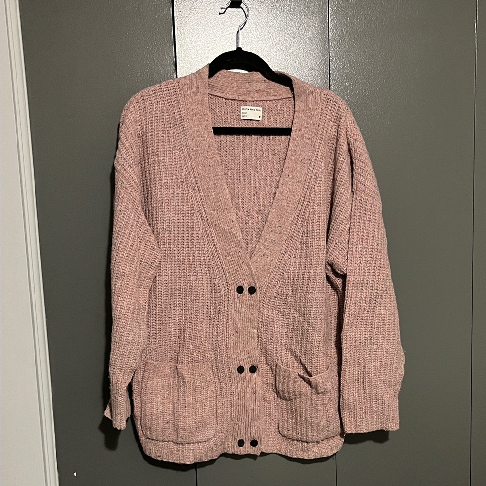 Frank and Oak Pink Cardigan Sweater